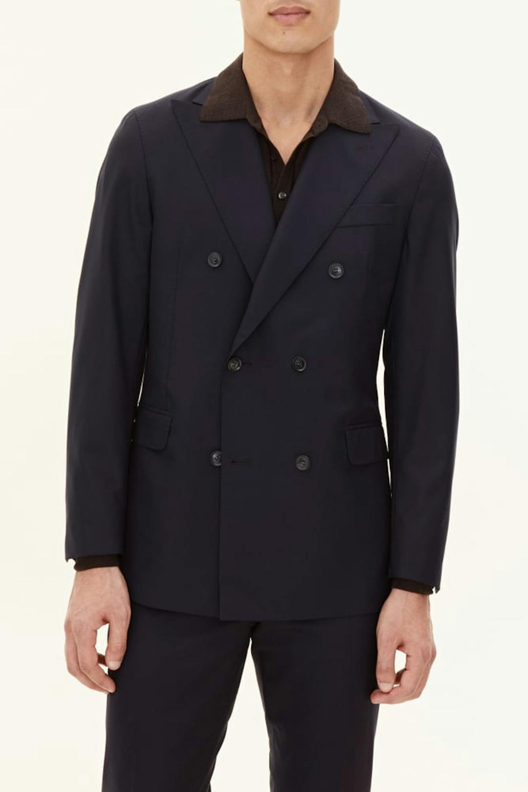 Regular Fit Dubbelknäppt Microstructure Kavaj