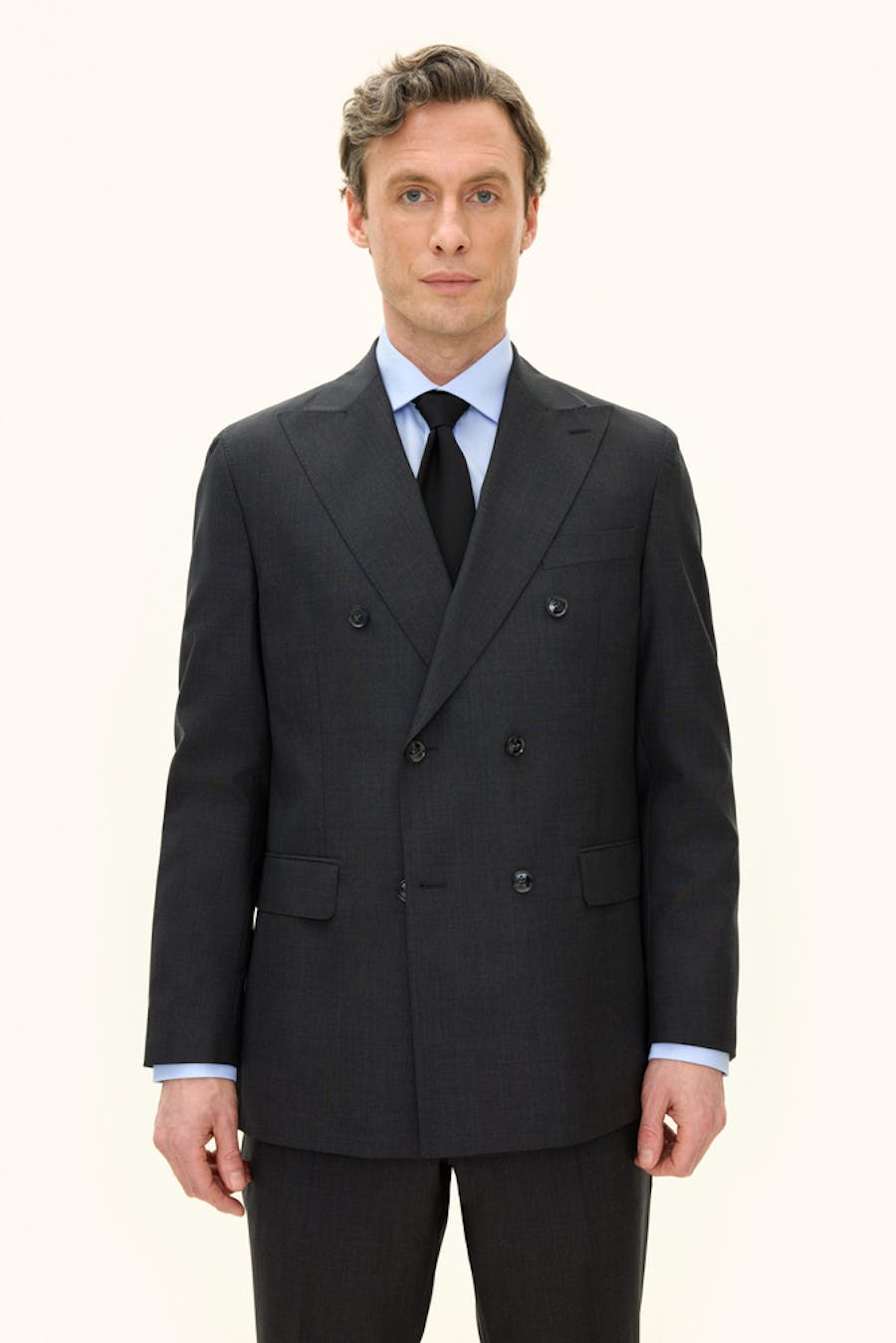 Regular Fit Double Breasted Microstructure Blazer