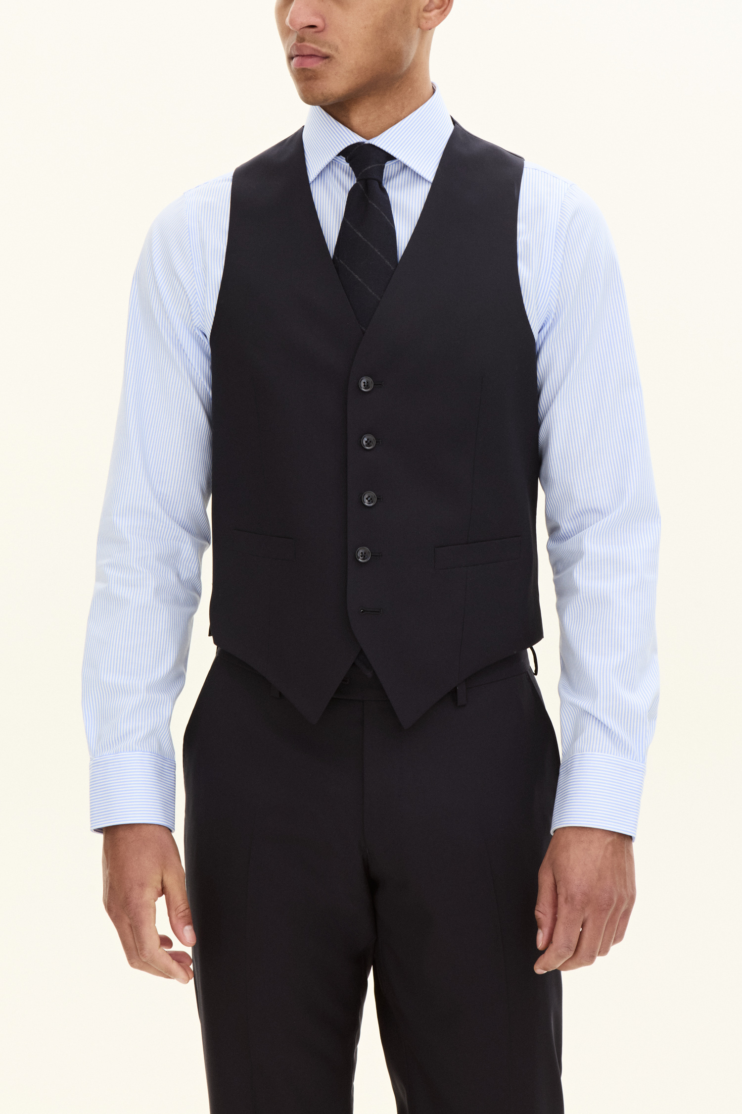 Regular Fit Microstructure Waistcoat Dark Blue Oscar Jacobson