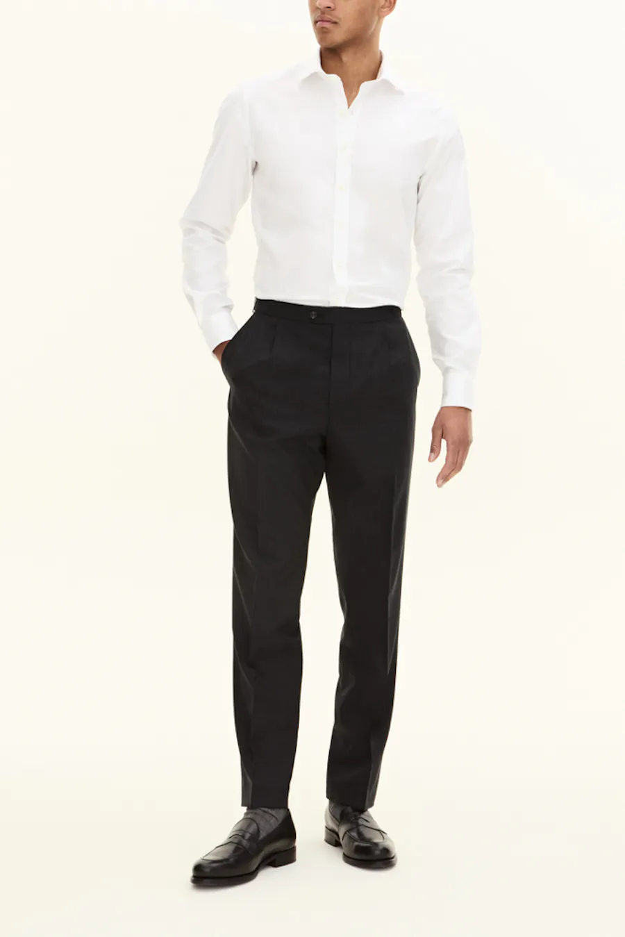 Regular Fit High Waist Microstructure Trousers