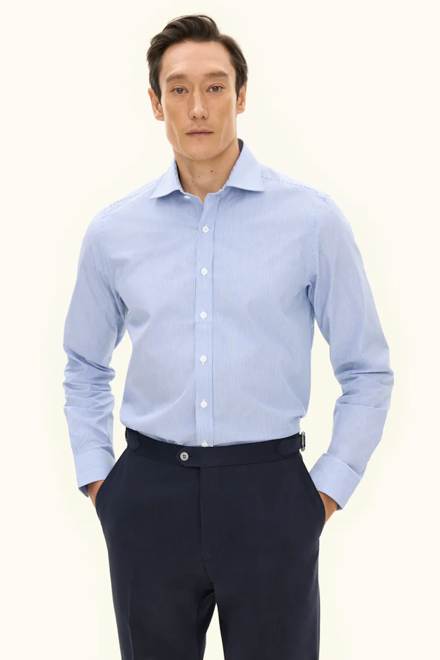 Slim Fit Cut Away Poplinskjorta