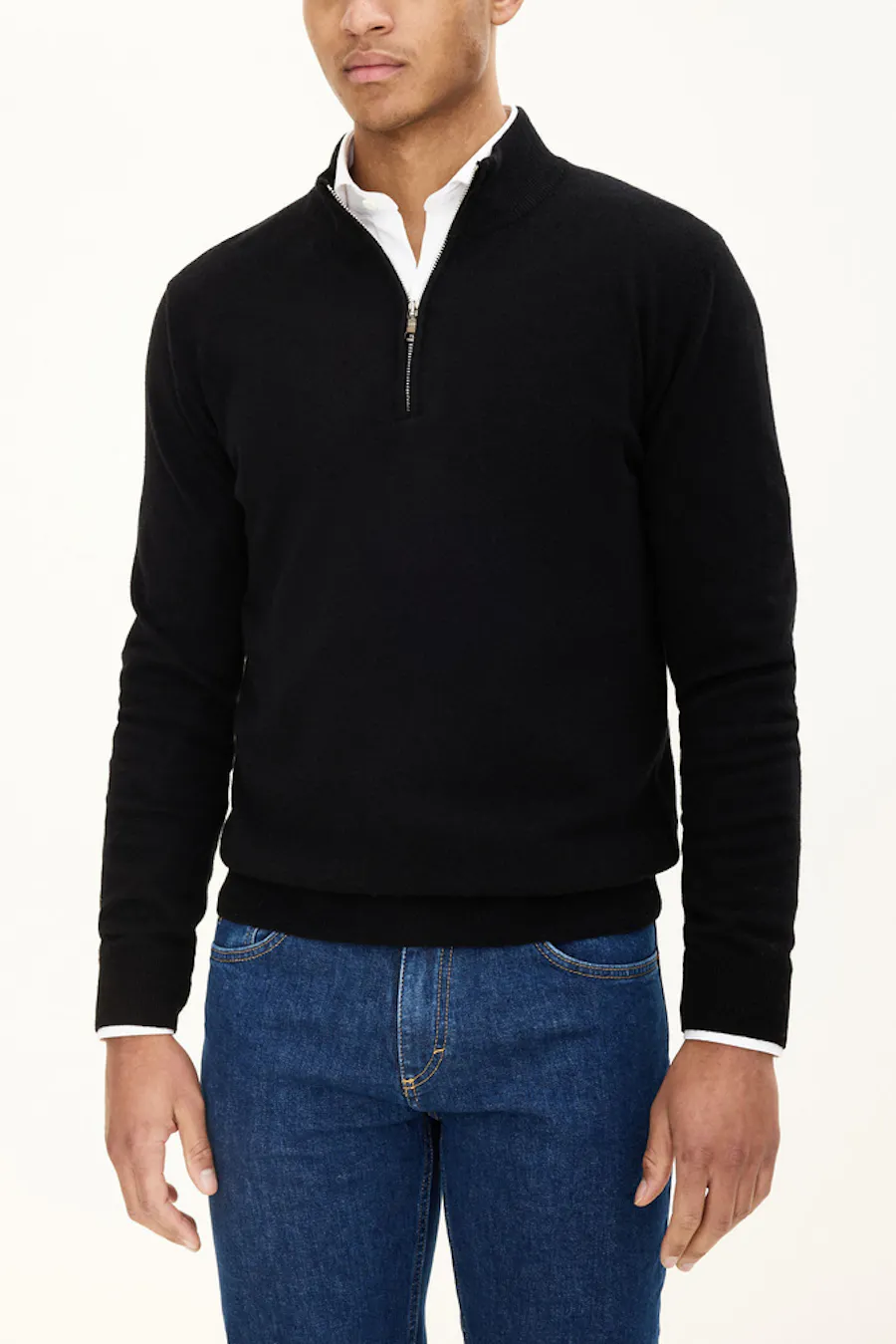 Regular Fit Half Zip Soft Wool Cashmere Sweater