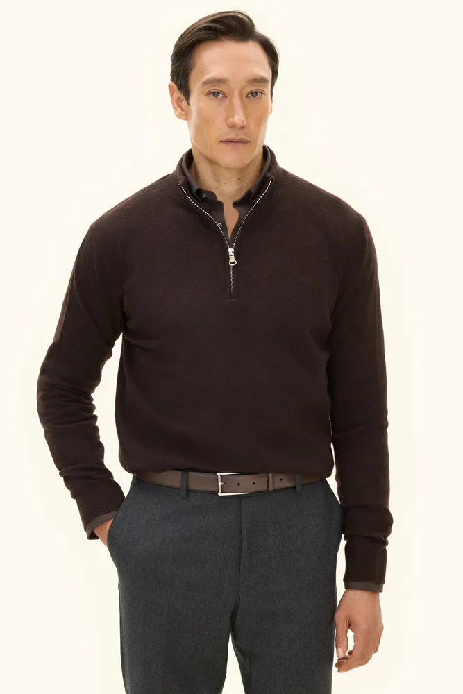 Regular Fit Half Zip Tröja Ull-Kashmir