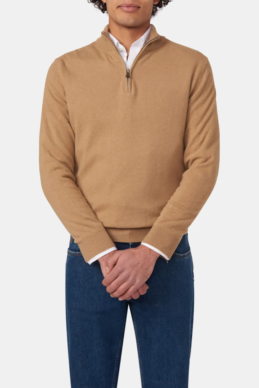 Regular Fit Half Zip Soft Wool Cashmere Sweater