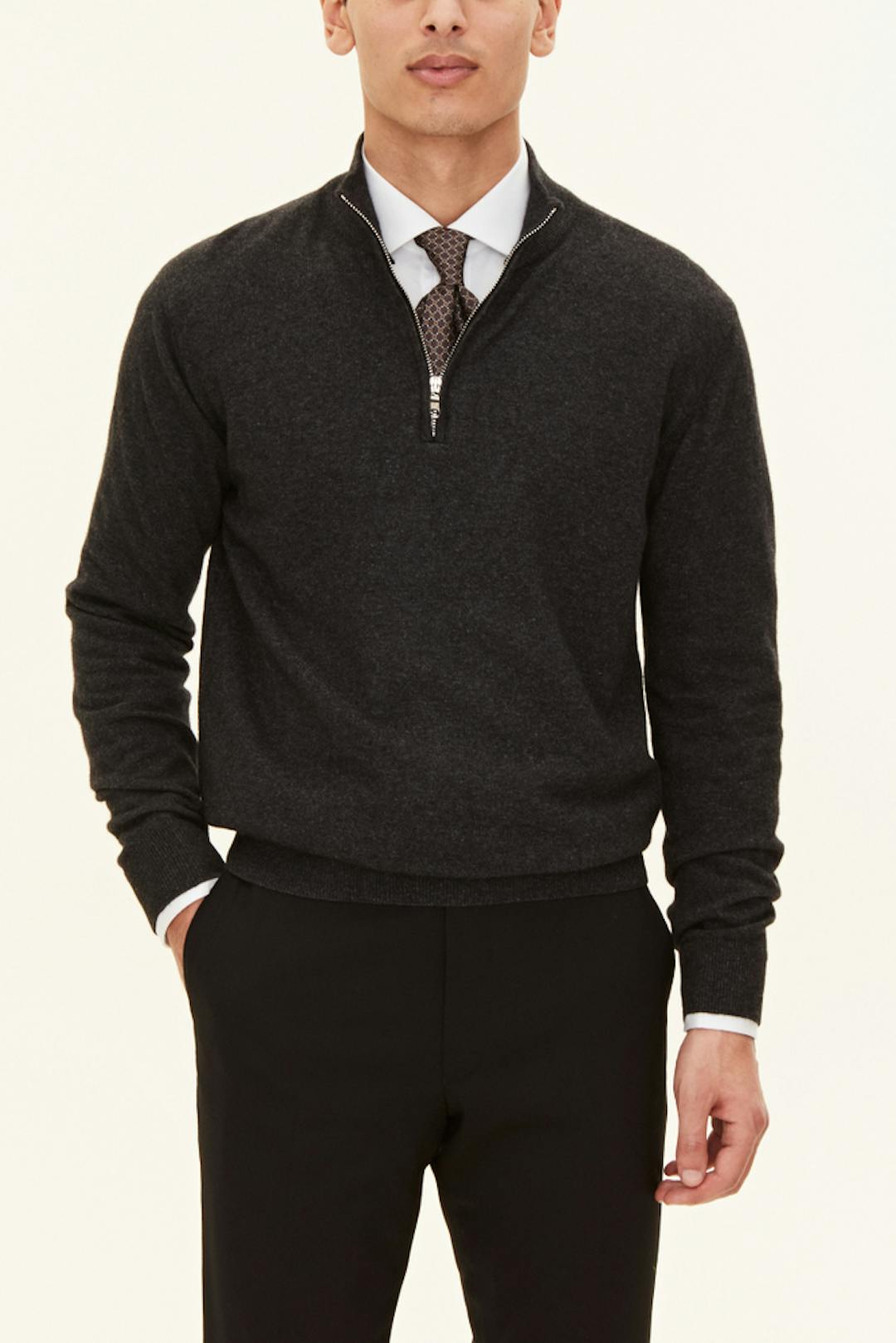 Regular Fit Half Zip Trøje Uld-Kashmir