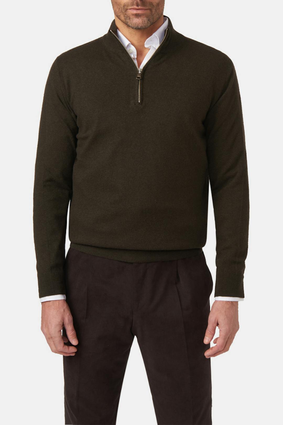 Regular Fit Half Zip Genser Ull-Kasjmir