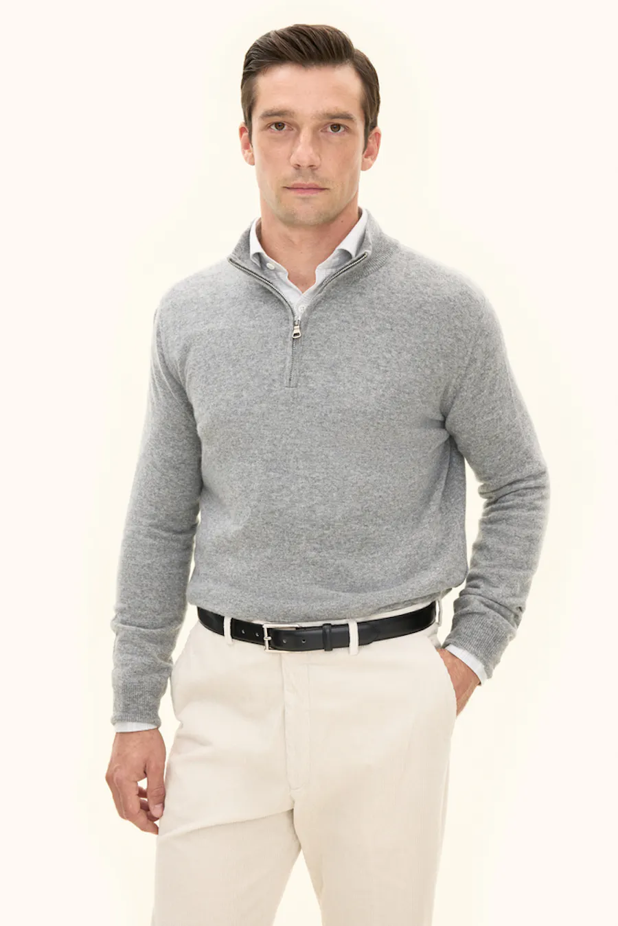 Regular Fit Half Zip Tröja Ull-Kashmir