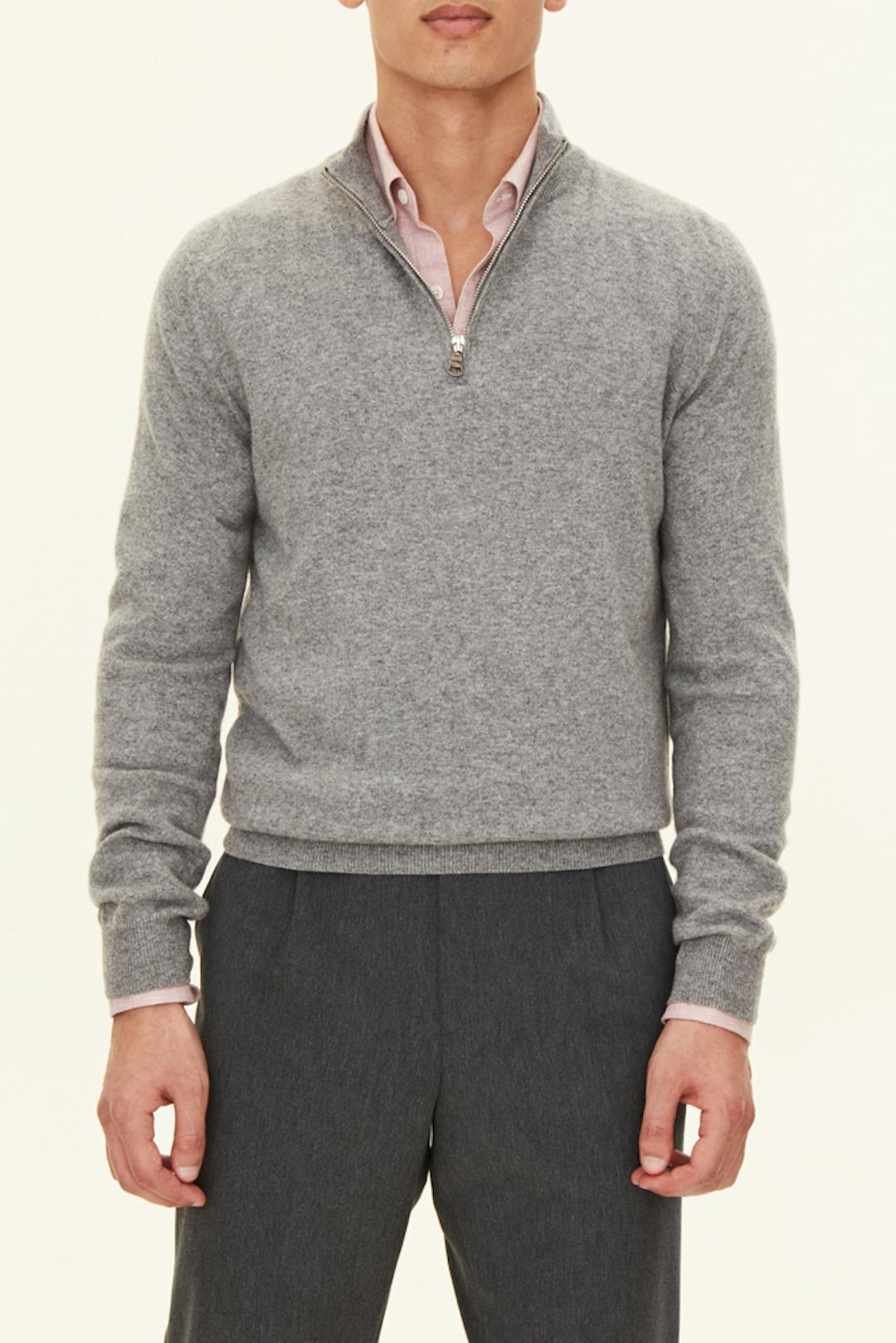 Regular Fit Half Zip Soft Wool Cashmere Sweater