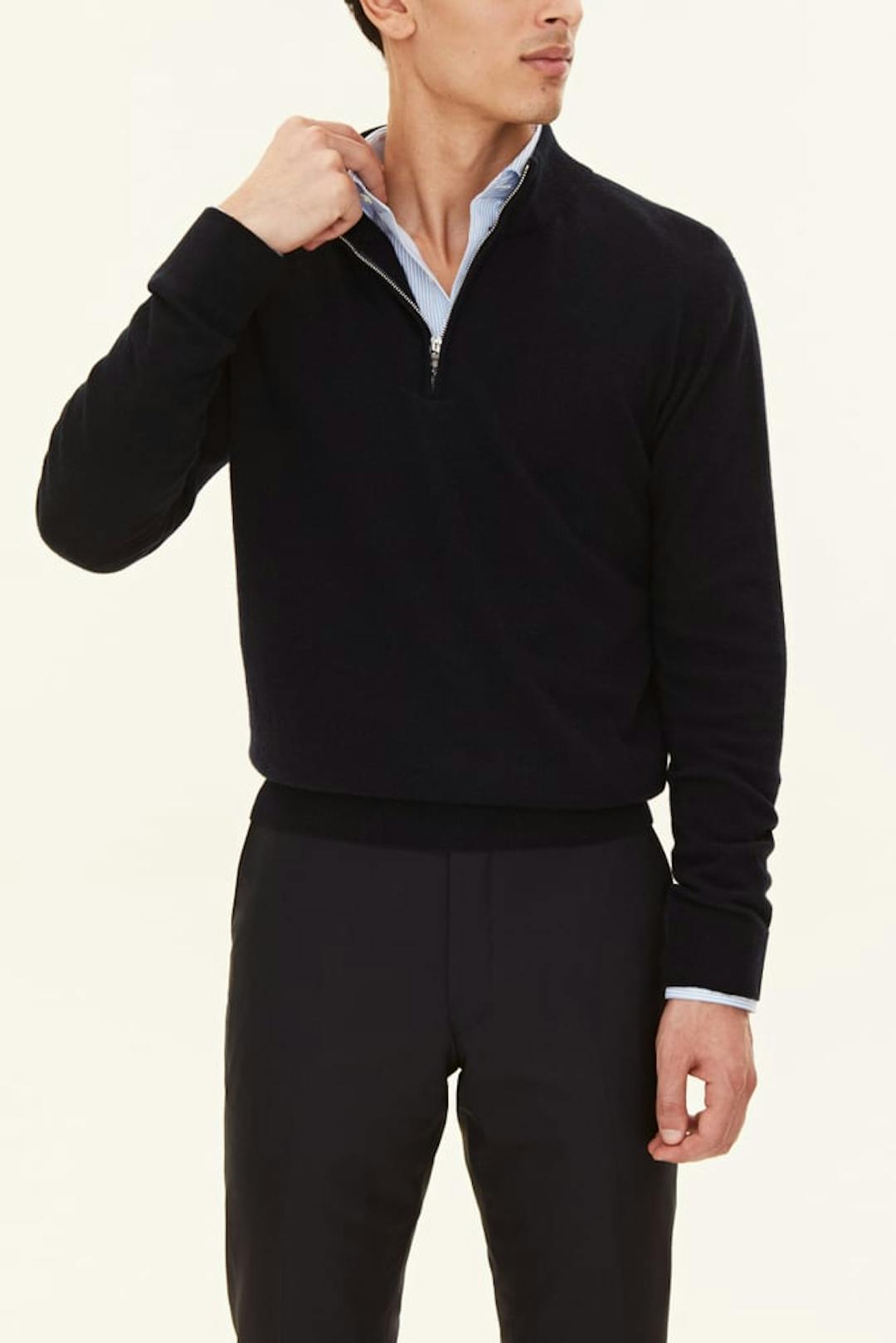 Regular Fit Half Zip Genser Ull-Kasjmir