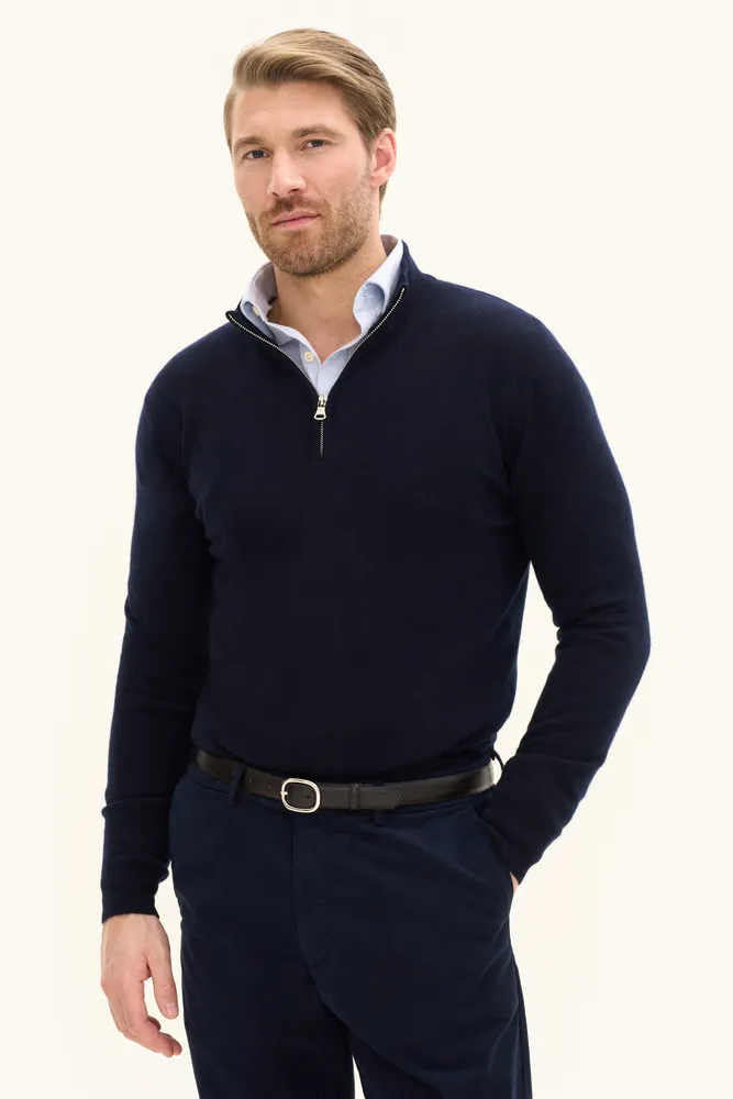 Regular Fit Half Zip Soft Wool Cashmere Sweater