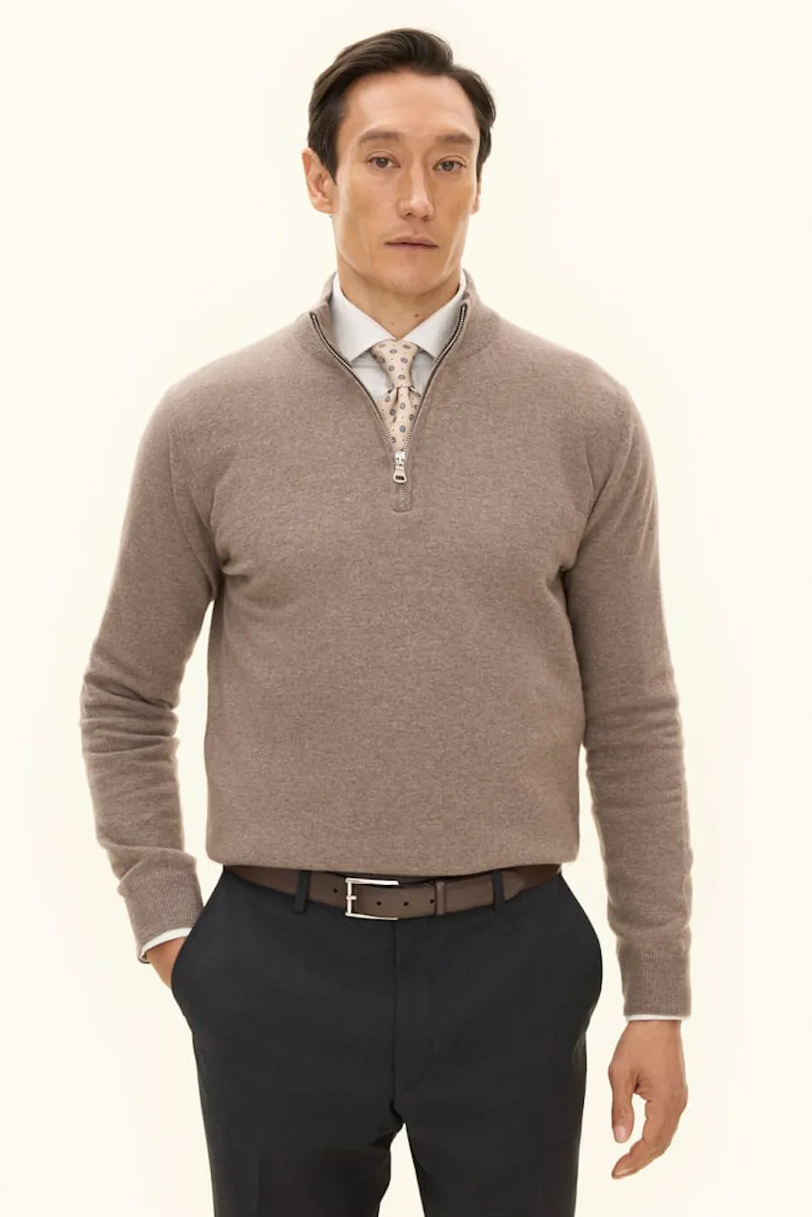 Regular Fit Half Zip Genser Ull-Kasjmir