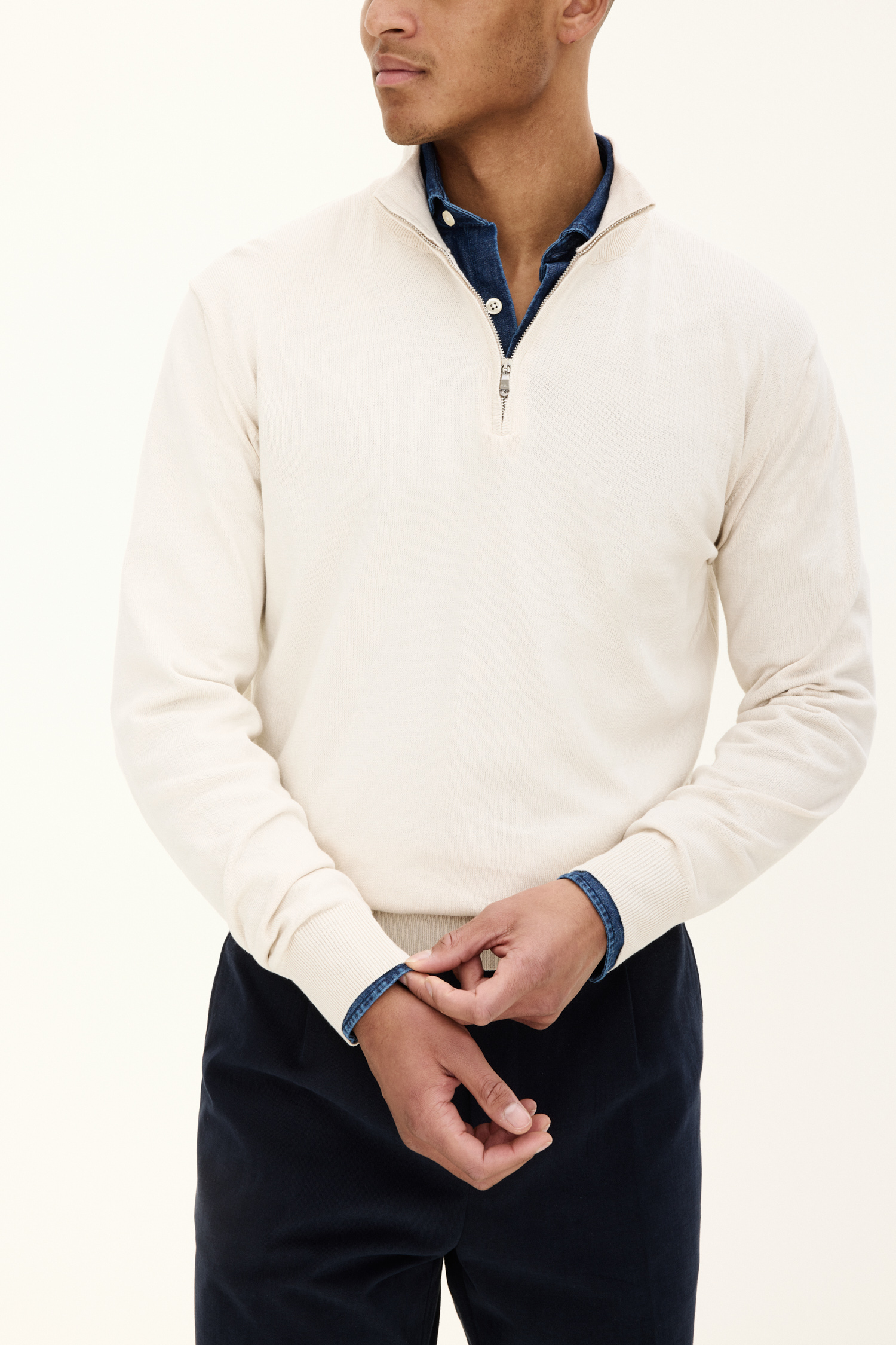 Regular Fit Half Zip Sweater White Oscar Jacobson