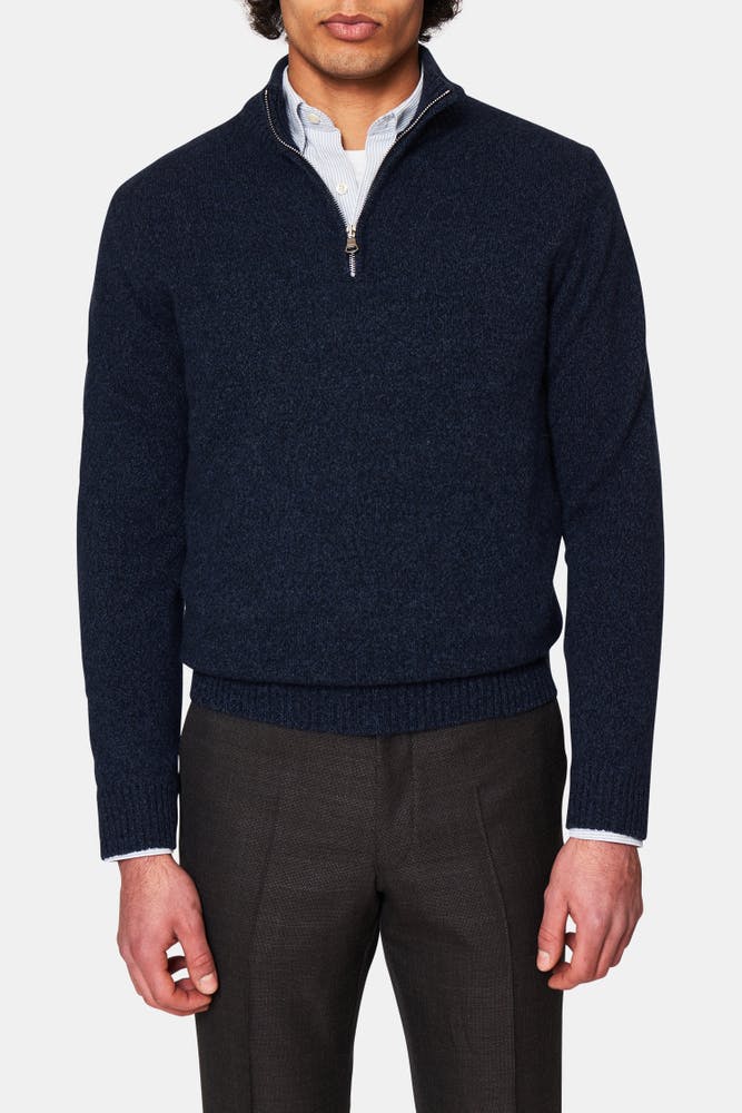 Regular Fit Half Zip Melerad Genser