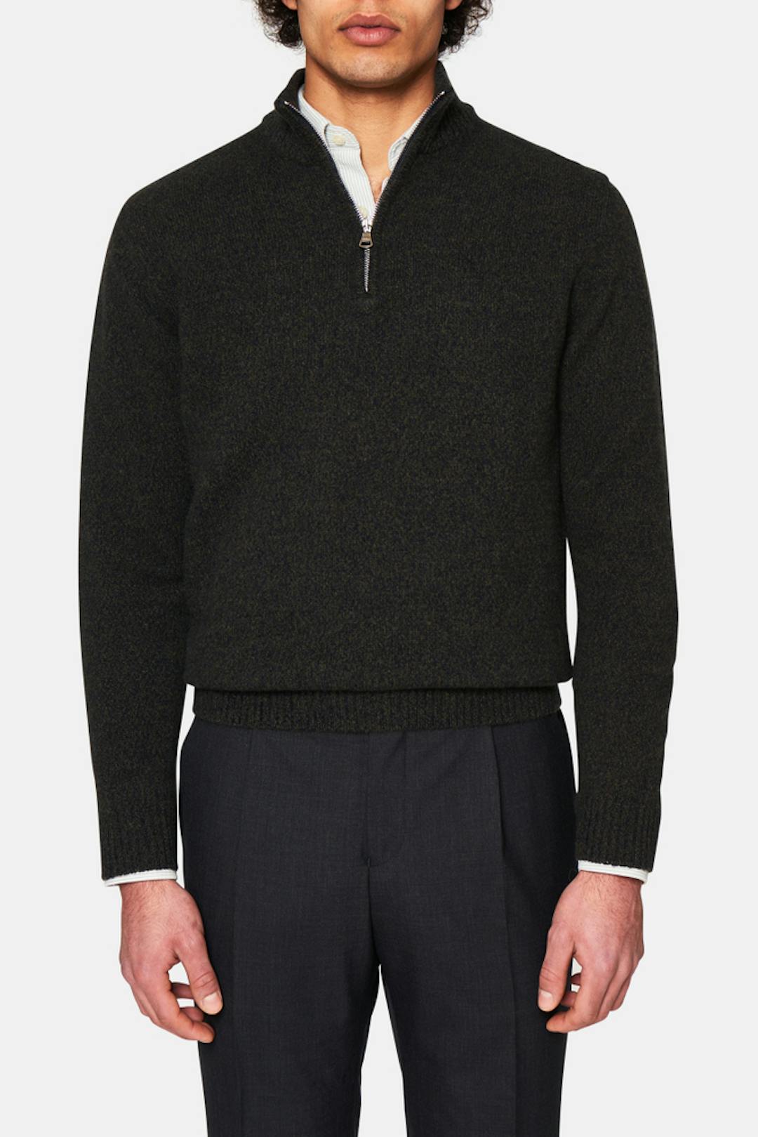 Regular Fit Half Zip Meleret Trøje