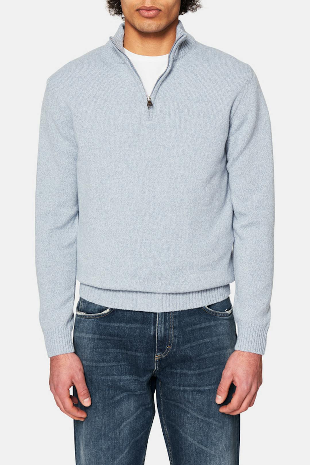 Regular Fit Half Zip Melerad Genser