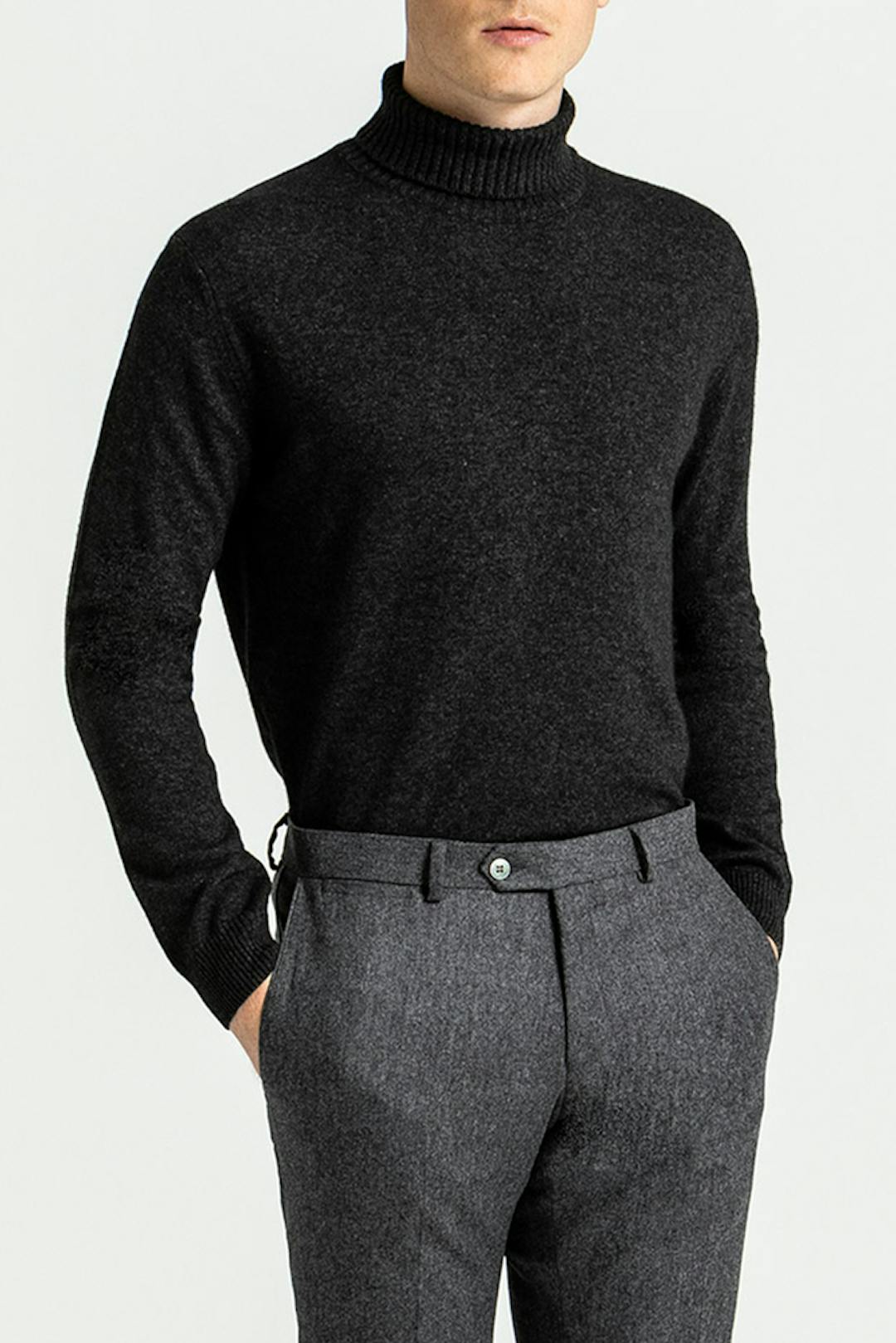 Regular Fit Pologenser Ull-Kasjmir