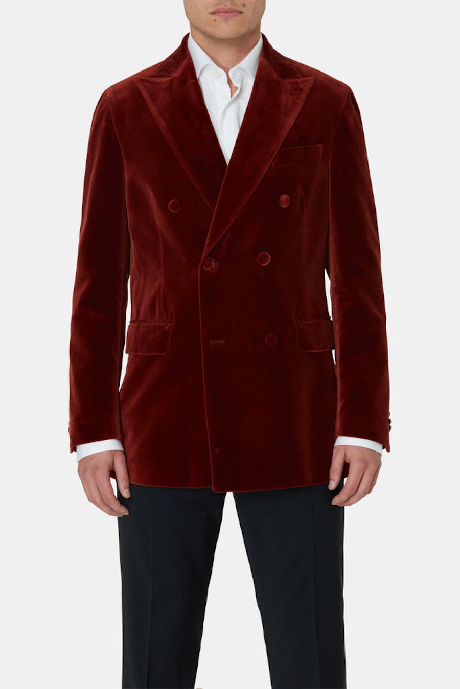 Regular Fit Dobbeltspent Fløyelsblazer