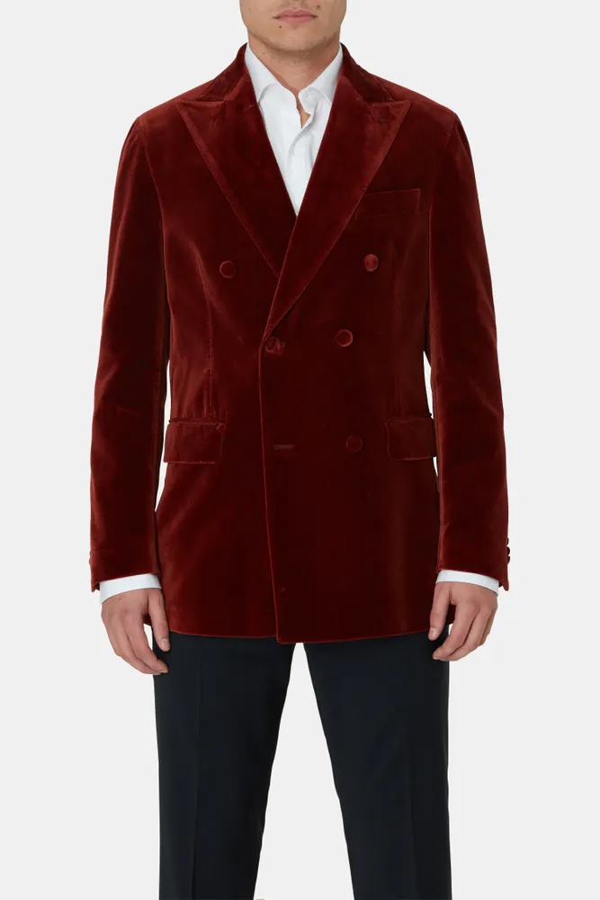 Regular Fit Double Breasted Microstructure Blazer