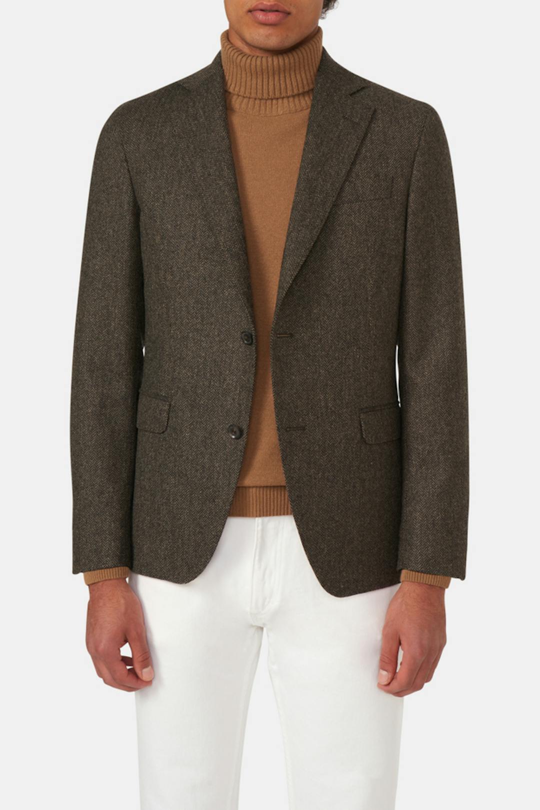 Regular Fit Fiskebensmønstret Blazer Tweed