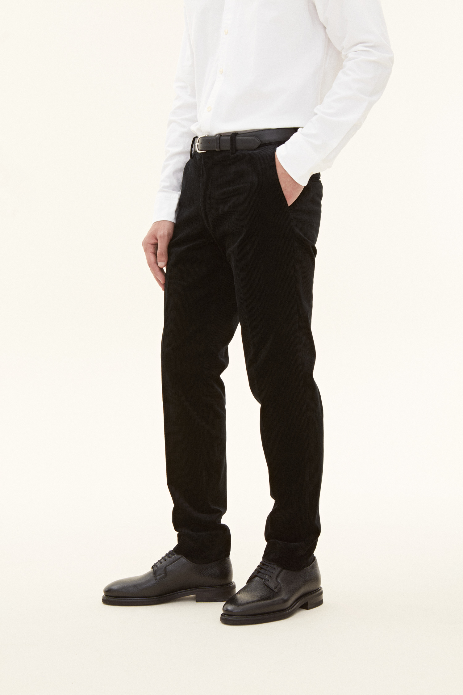 Slim Fit Corduroy Trousers - Black | Oscar Jacobson