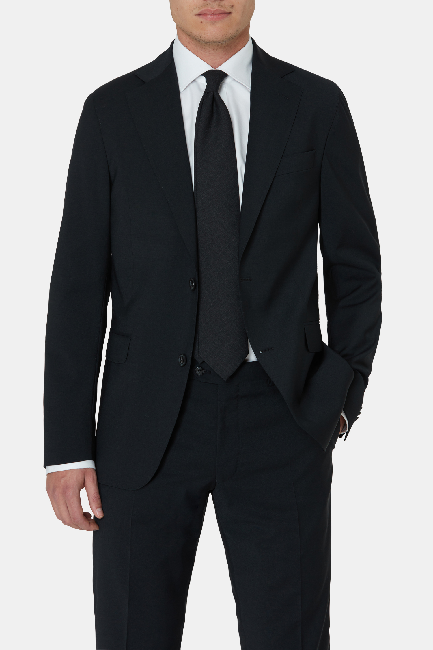 Slim Fit Linen Blazer Black Oscar Jacobson