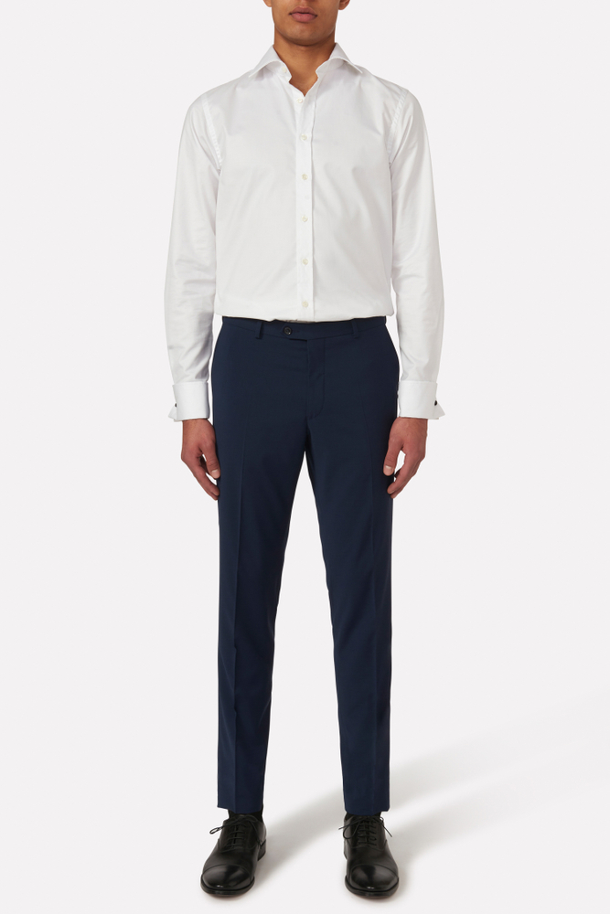 Slim Fit Flannel Trousers - Dark blue | Oscar Jacobson