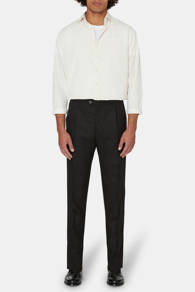 Regular Fit Flanellbukser Høy Midje