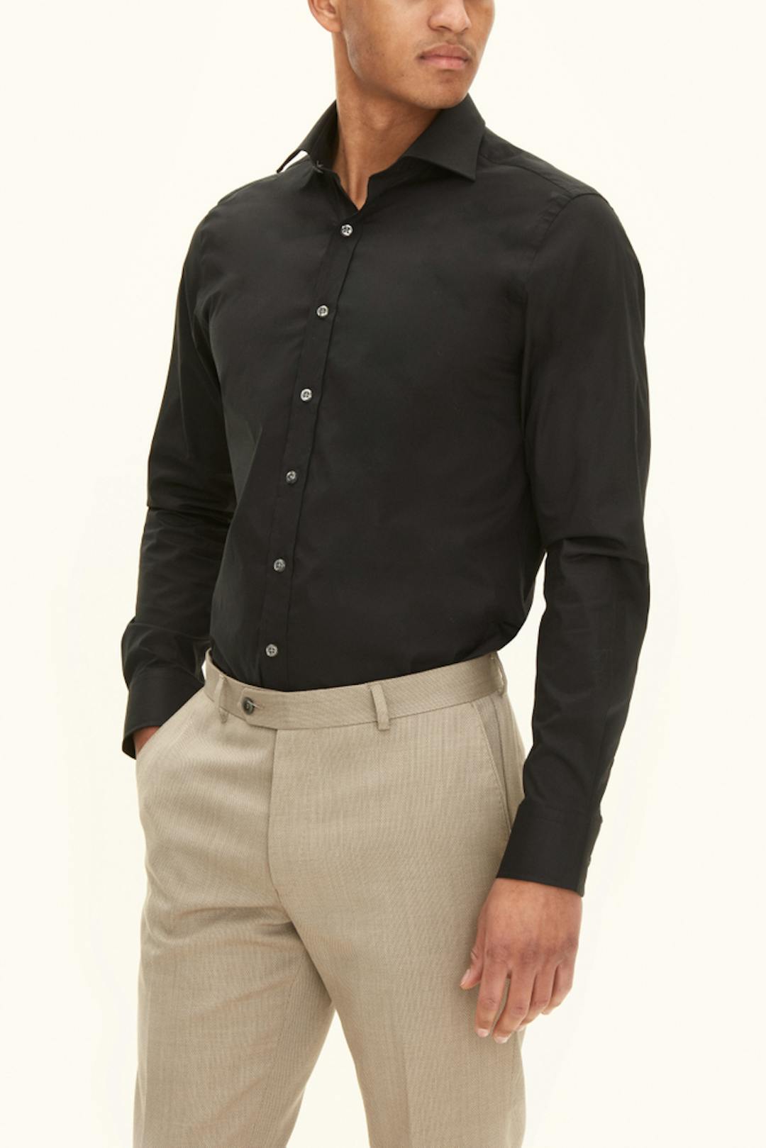 Slim Fit Cut Away Skjorta Bomullstretch