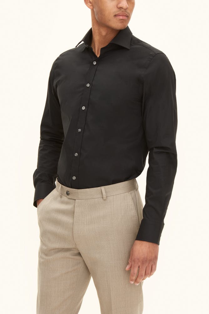 Slim Fit Cut Away Bomull Stretch Skjorte