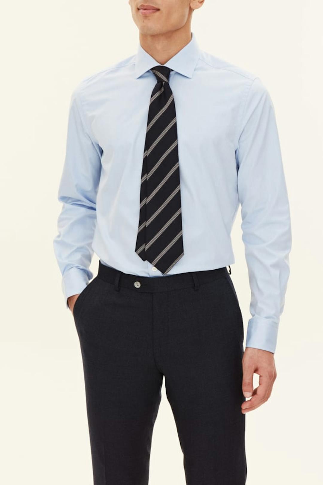 Slim Fit Cut Away Twillskjorta