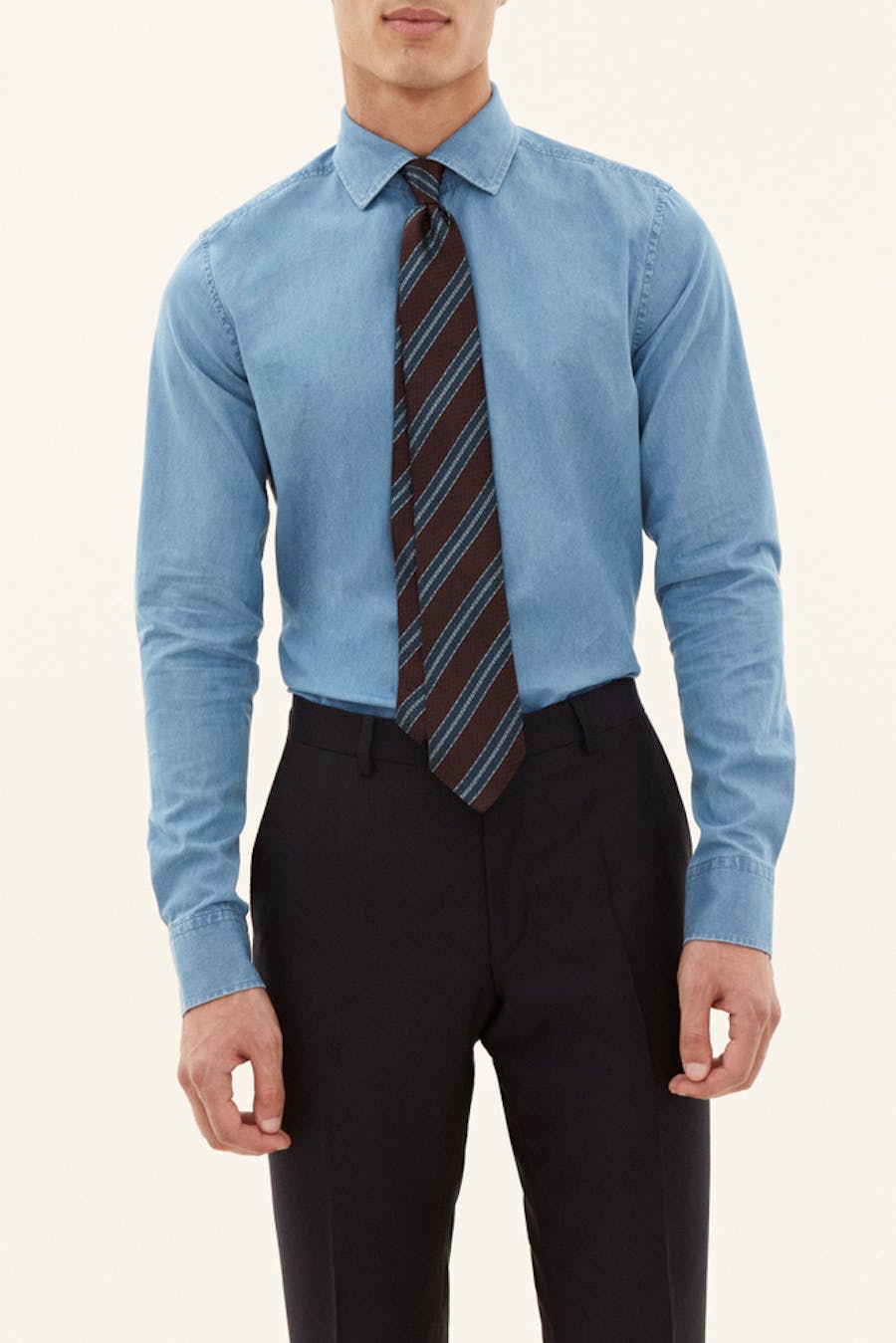 Slim Fit Cut Away Denimskjorte