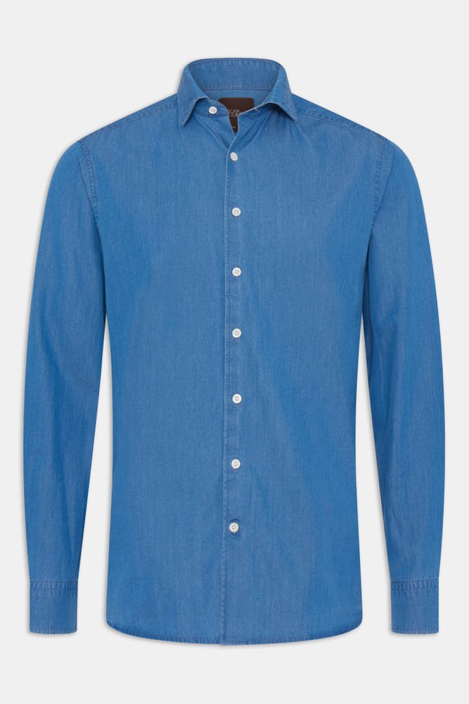 Regular Fit Cut Away Jeansskjorte