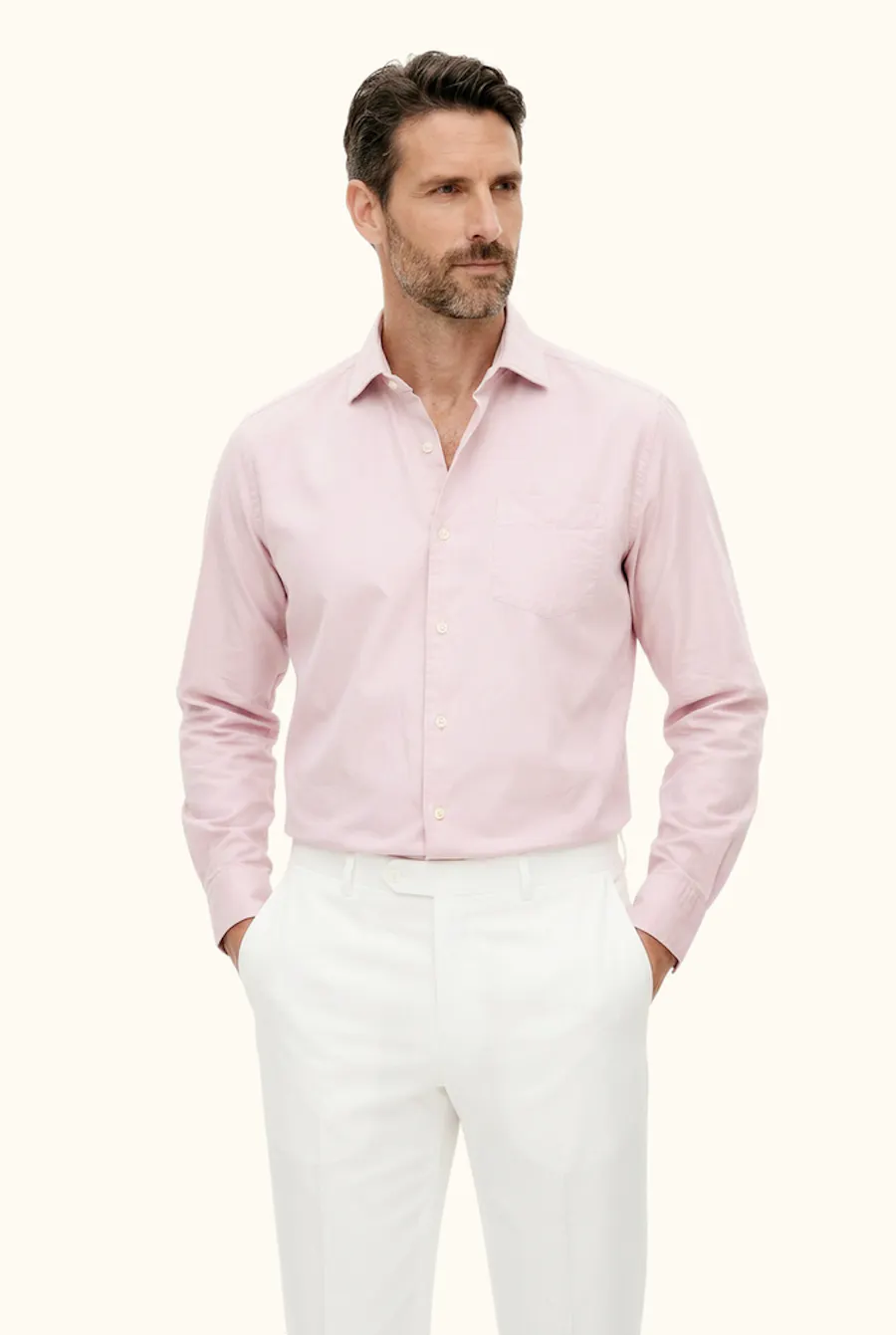 Regular Fit Wide Spread Collar Twill Shirt