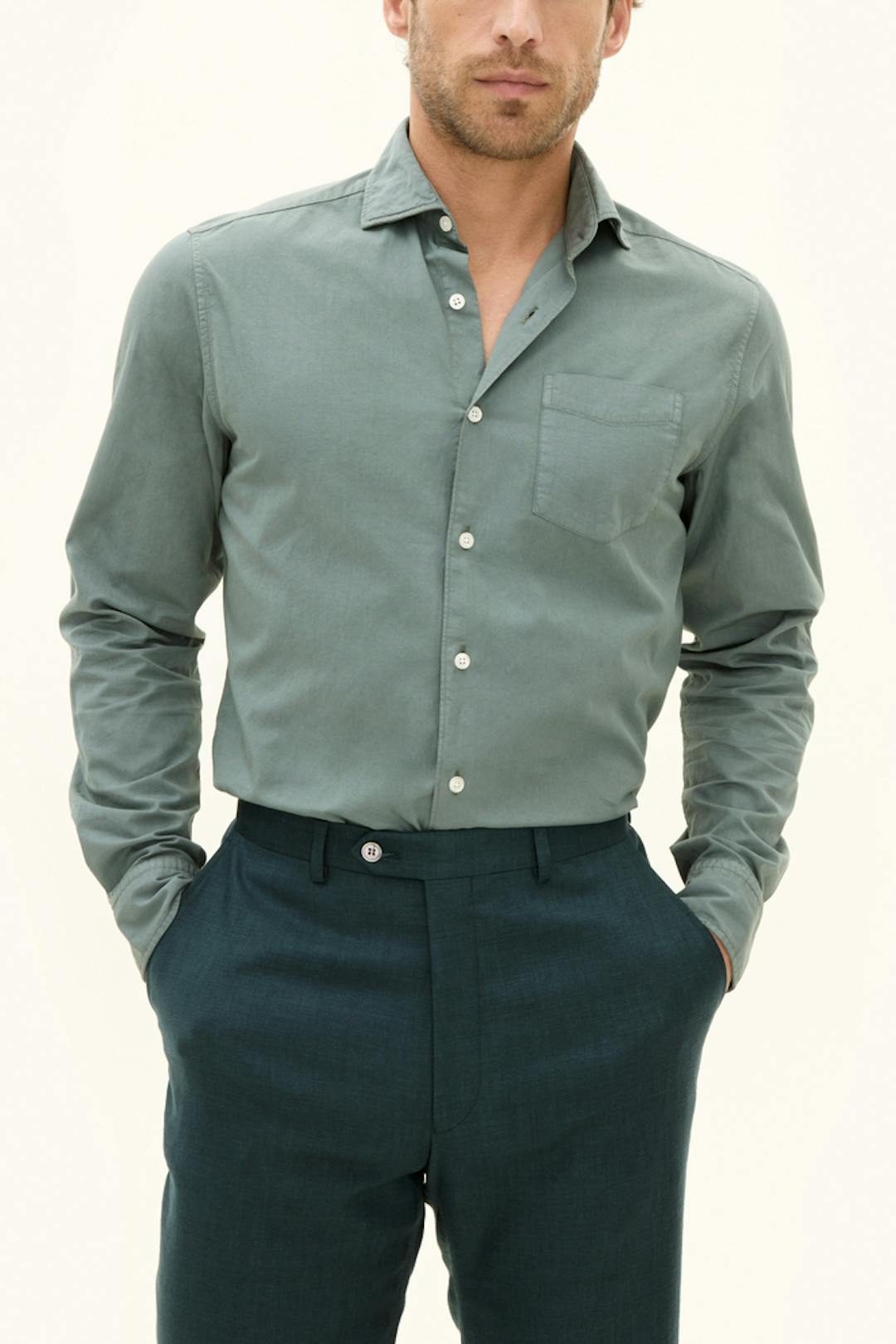 Regular Fit Twillskjorte Wide Spread Krage