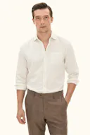 Regular Fit Wide Spread Collar Twill Shirt