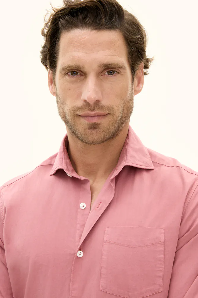 Regular Fit Wide Spread Collar Twill Shirt