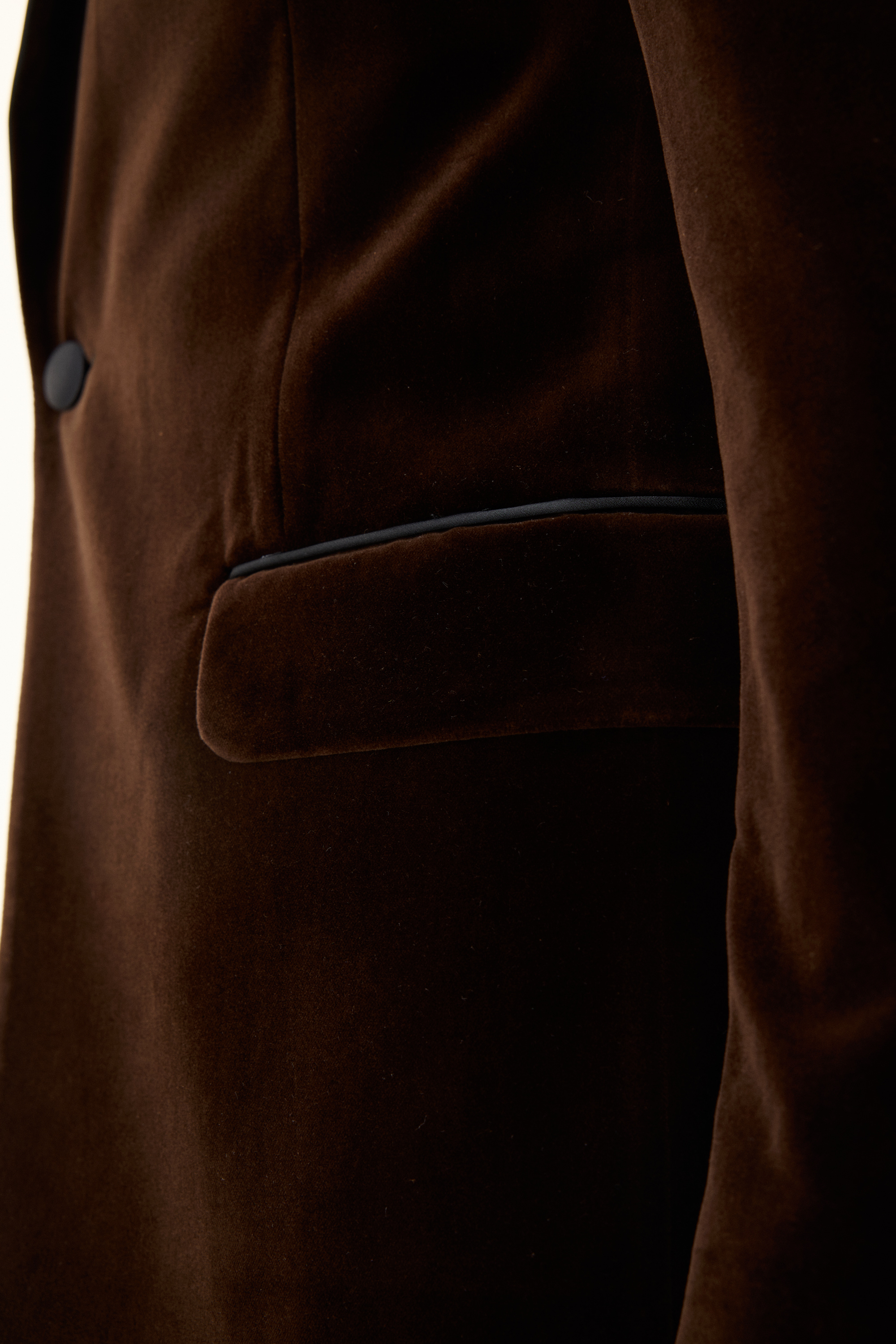 Regular Fit Velvet Tuxedo Blazer - Brown | Oscar Jacobson