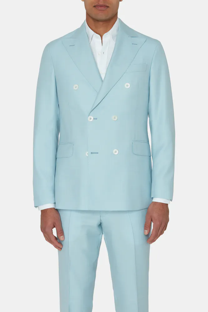 Regular Fit Double Breasted Microstructure Blazer