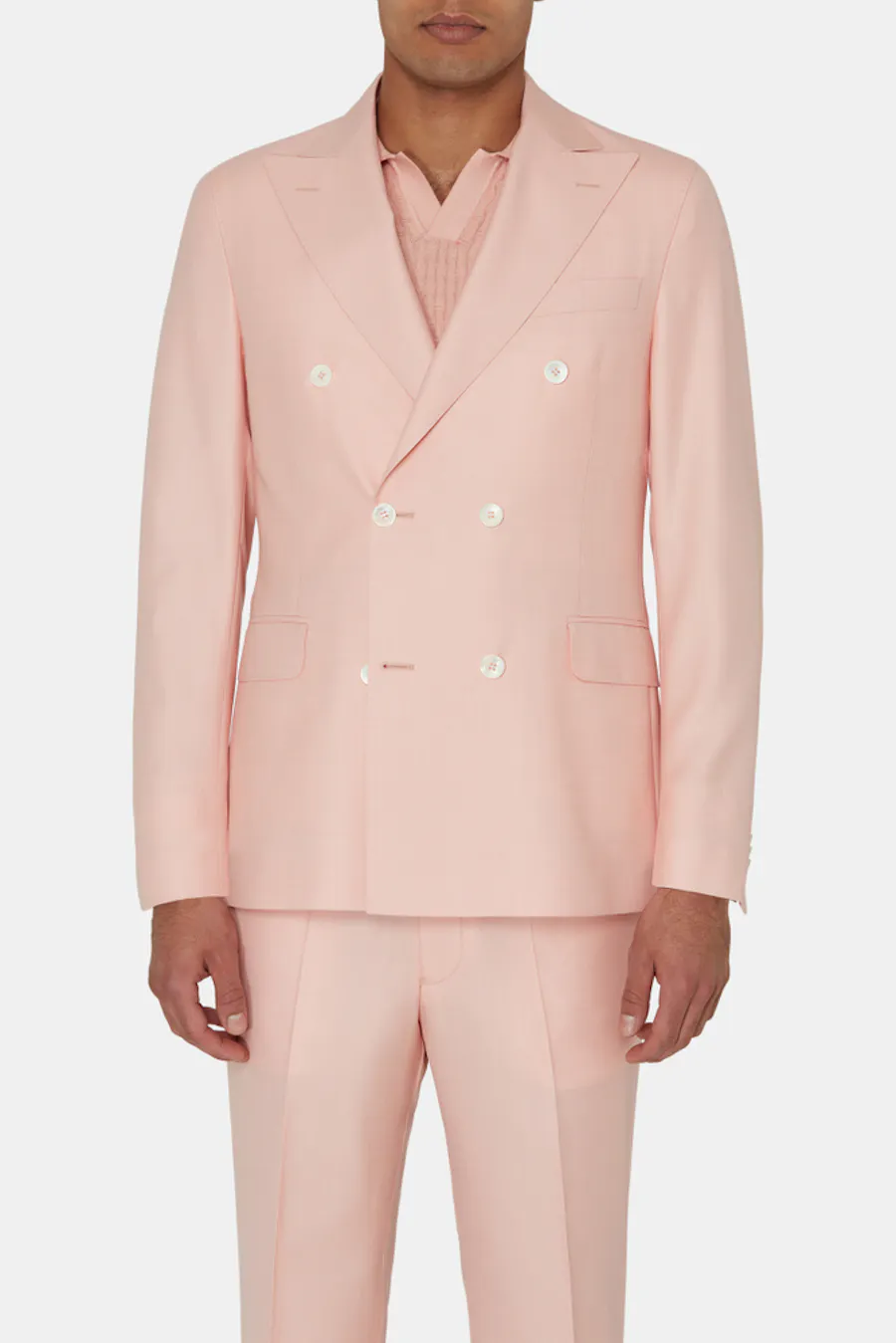 Regular Fit Double Breasted Microstructure Blazer