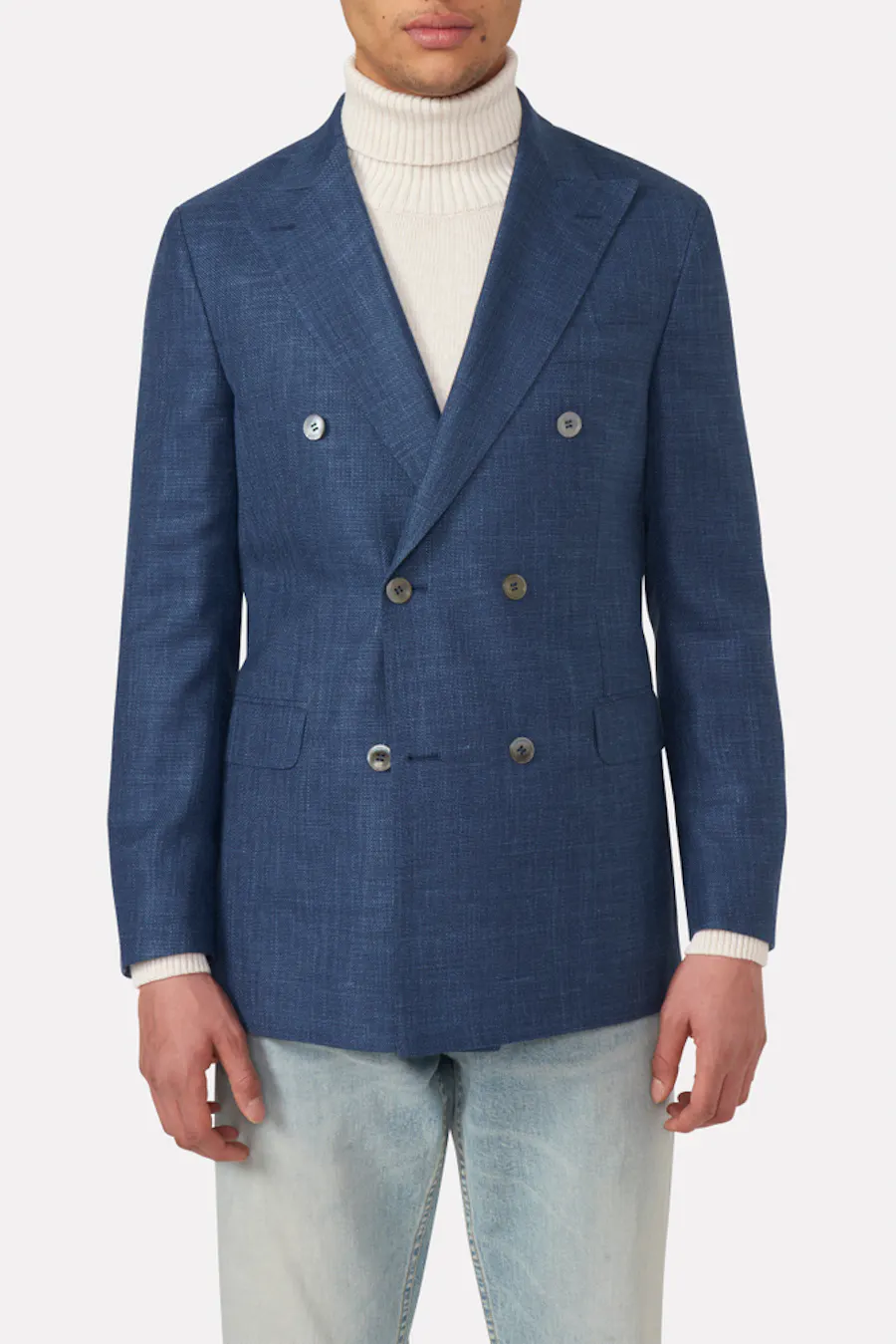 Regular Fit Double Breasted Microstructure Blazer