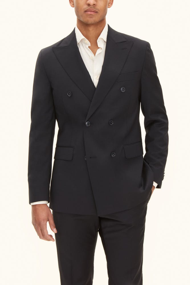 Regular Fit Double Breasted Microstructure Blazer