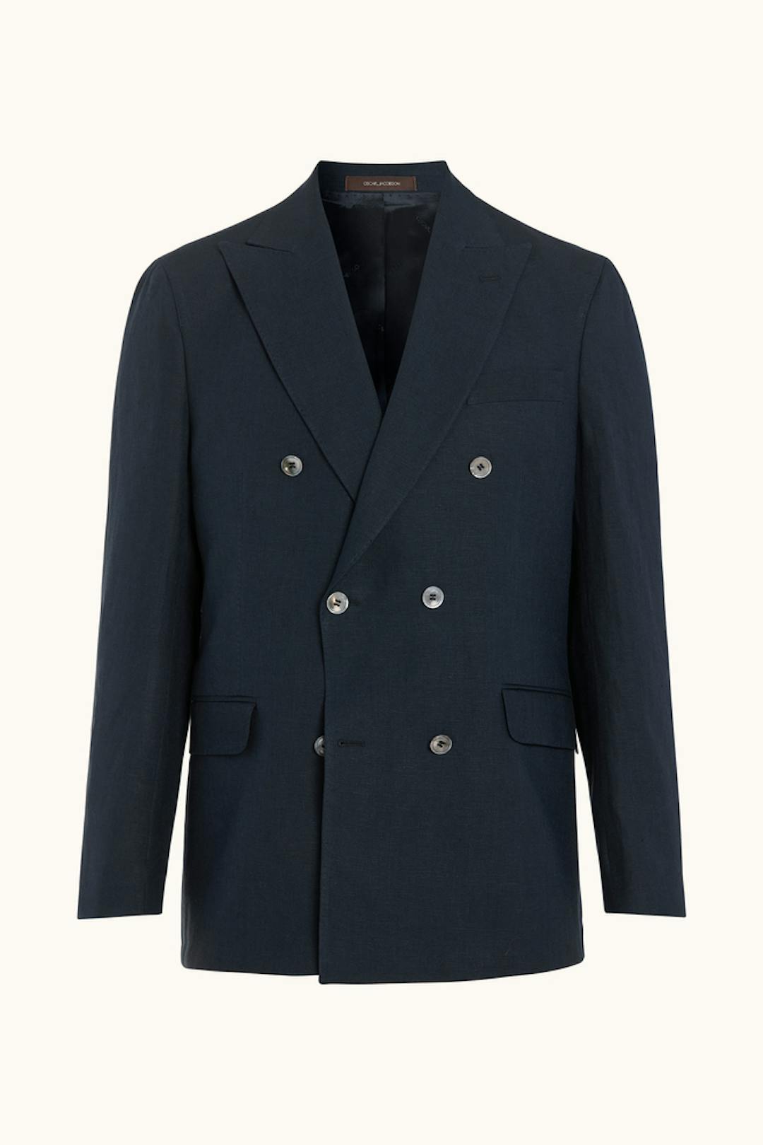 Regular Fit Double Breasted Linen Blazer