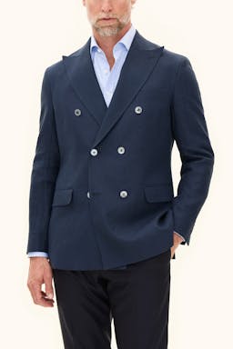 Regular Fit Double Breasted Linen Blazer