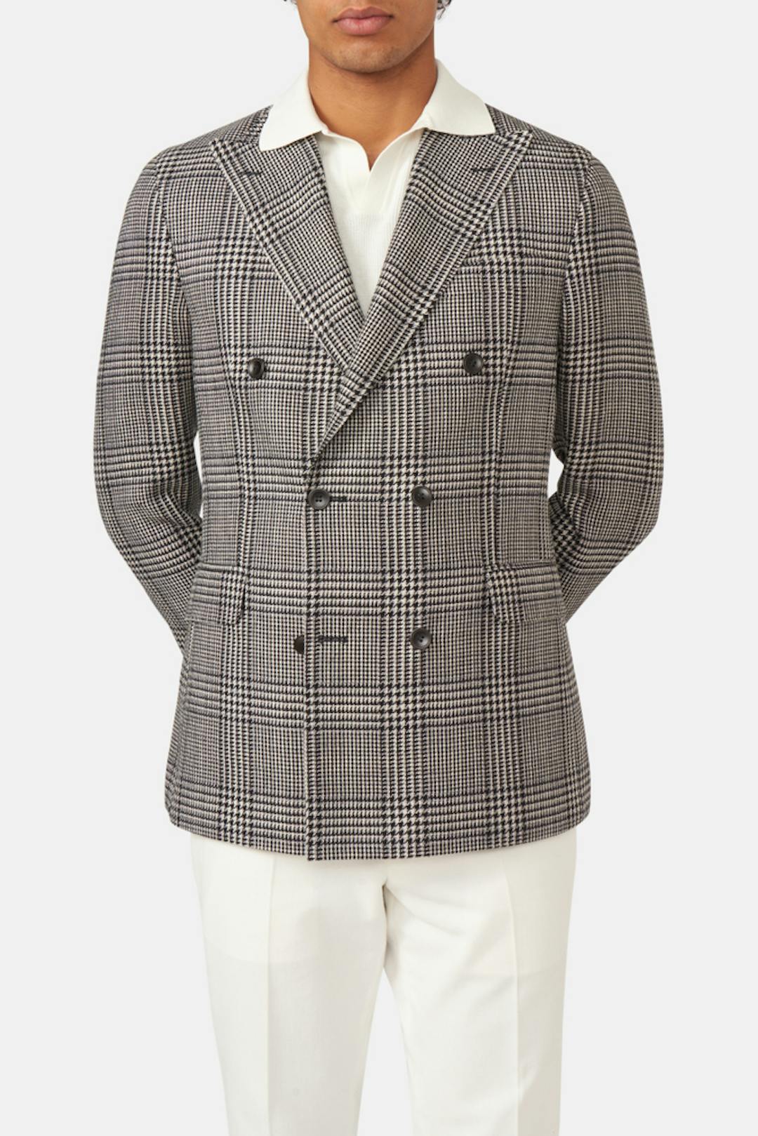 Regular Fit Dubbelknäppt Glencheck Kavaj