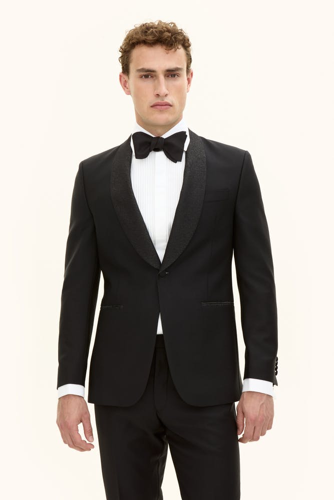 Regular Fit Tuxedo Microstructure Blazer