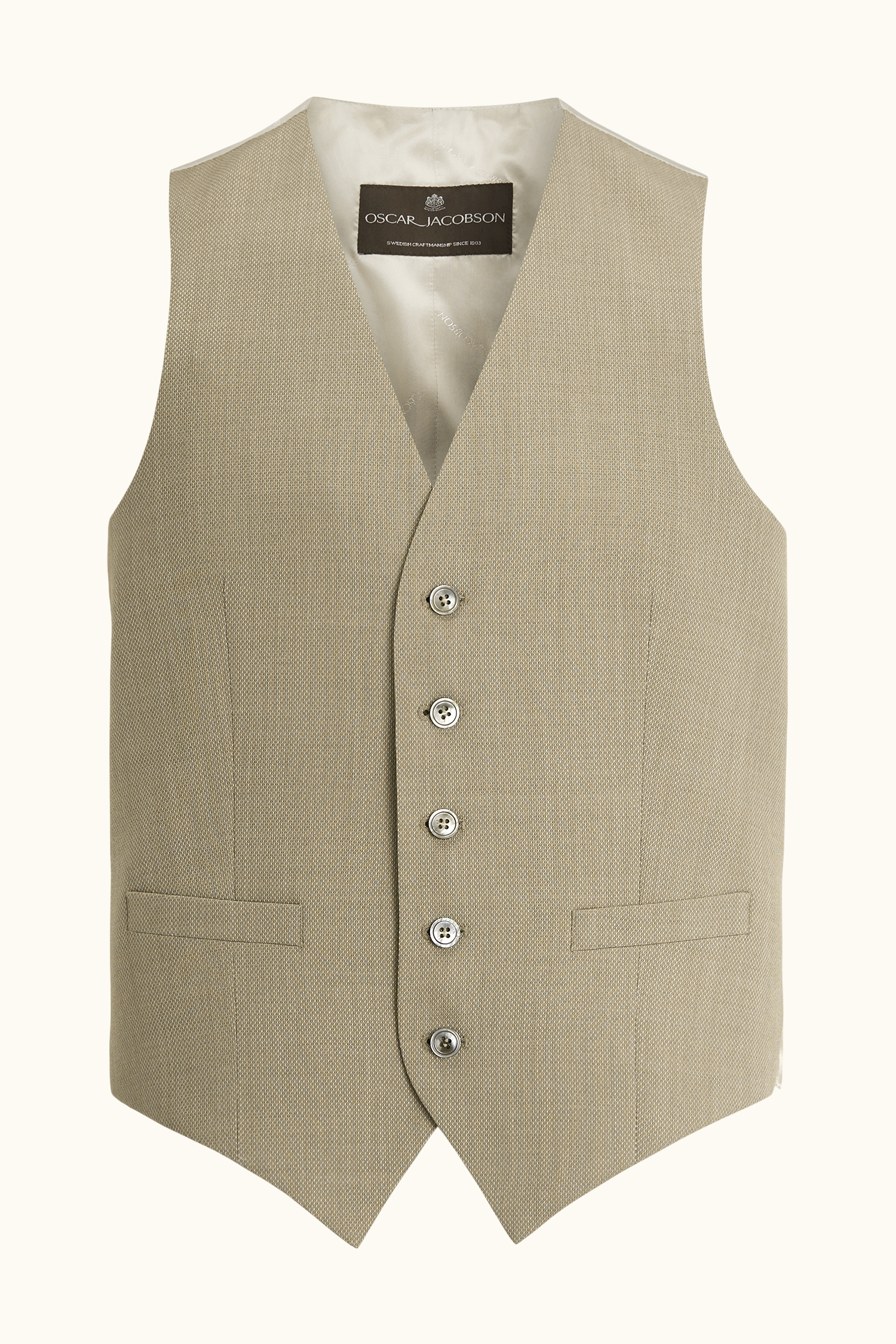 Regular Fit Structured Traveller Waistcoat - Beige | Oscar