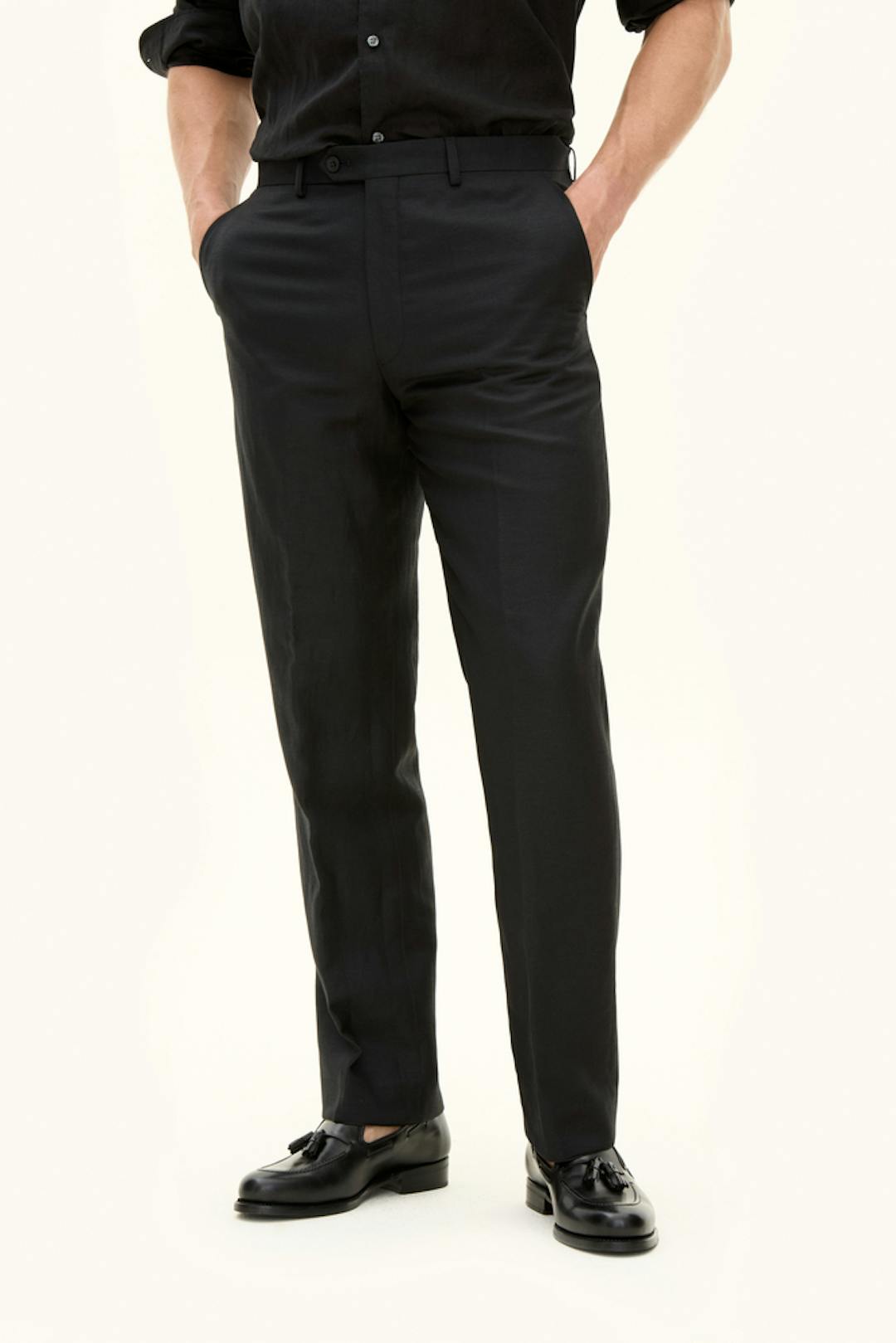 Regular Fit High Waist Wool Twill Trousers