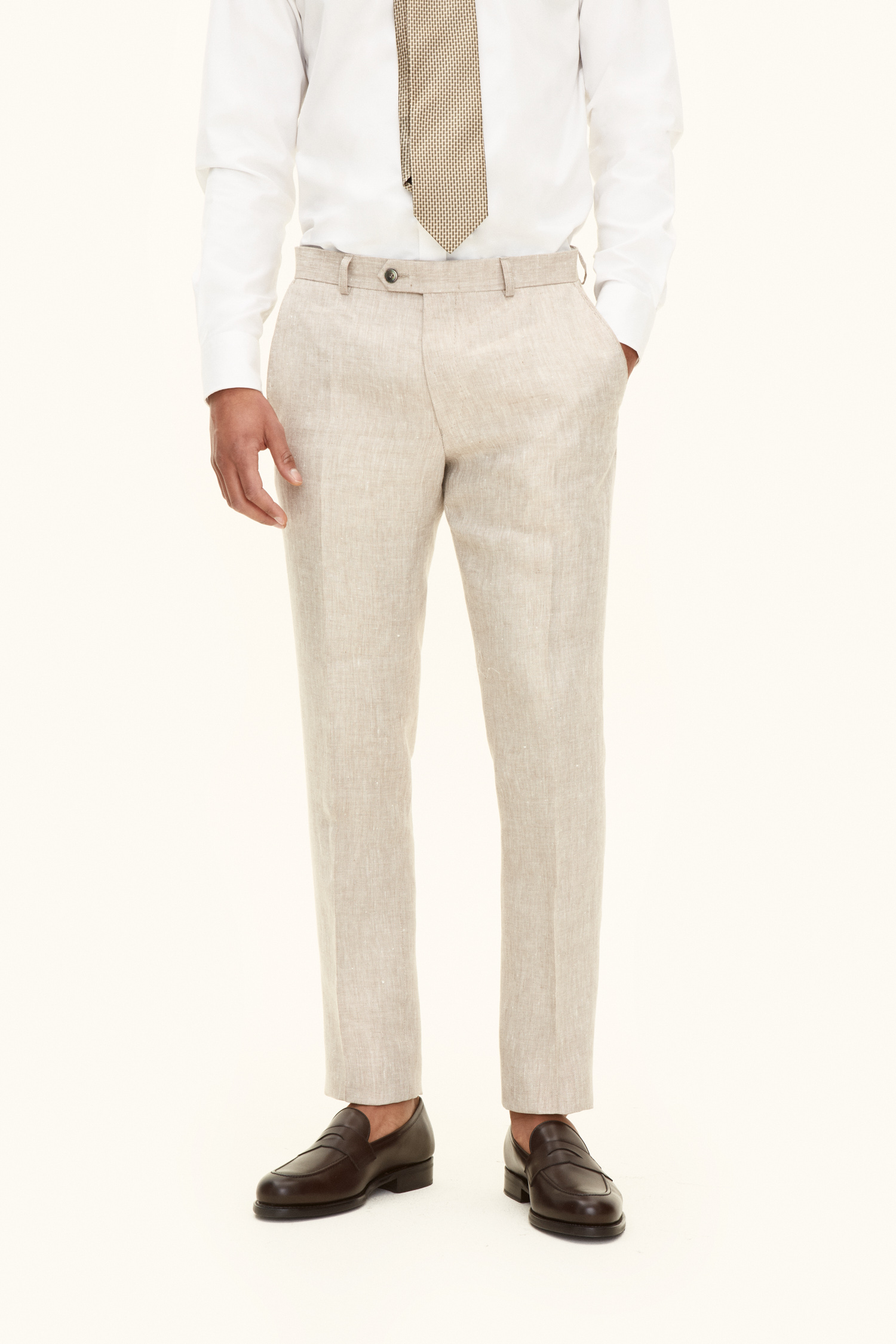 Skinny fit linen trousers store
