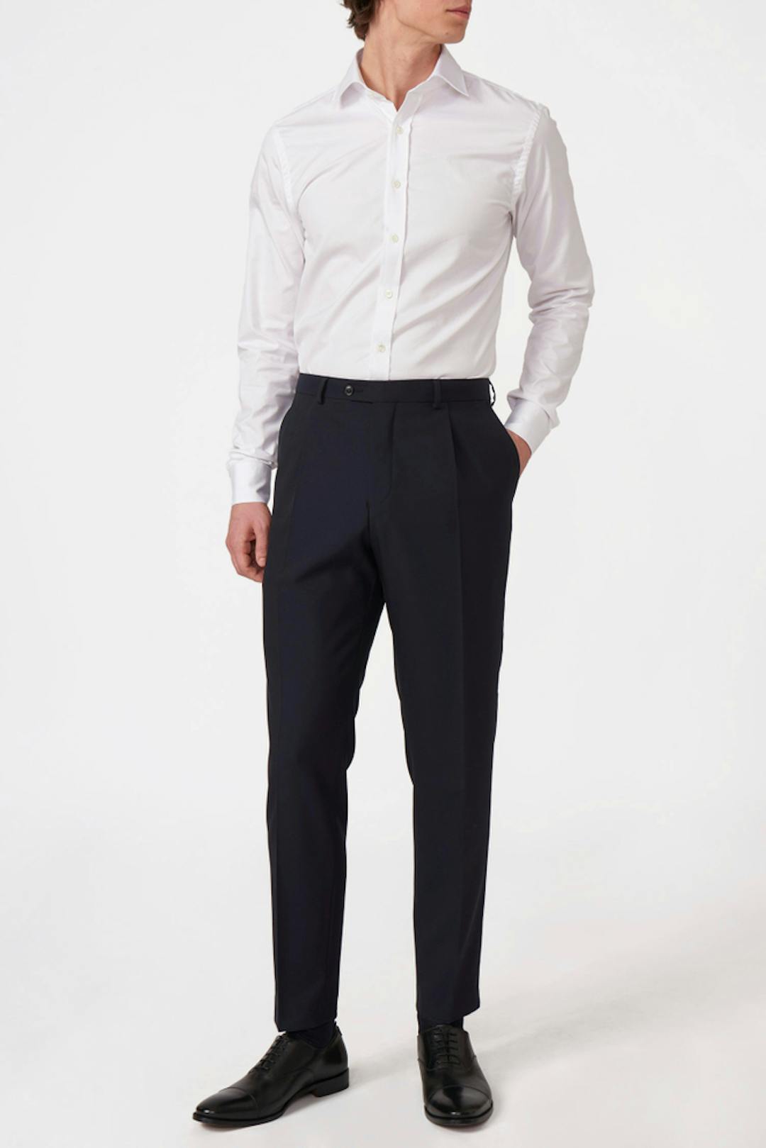 Regular Fit Microstructure Linnebyxor Hög Midja