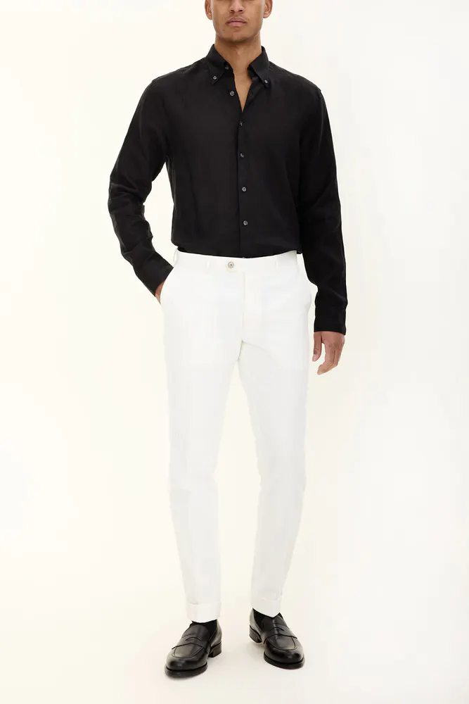 Slim Fit Brushed Wool Trousers